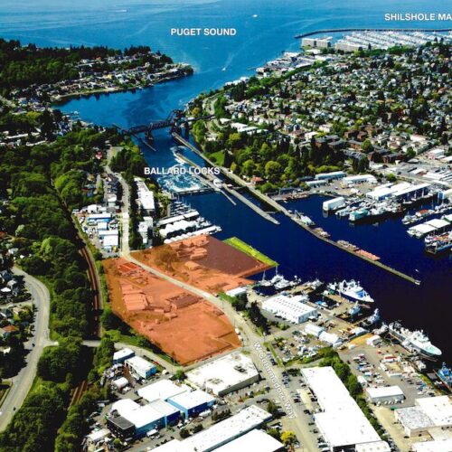 aerial photo view of the former time oil company in seattle Washington