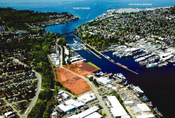 aerial photo view of the former time oil company in seattle Washington