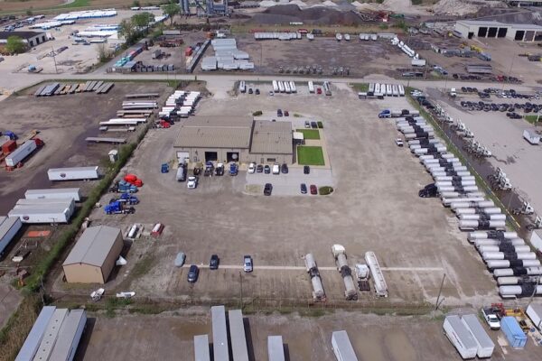 aerial photo of a truck terminal