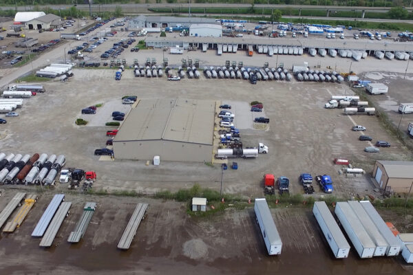 aerial photo of a truck terminal