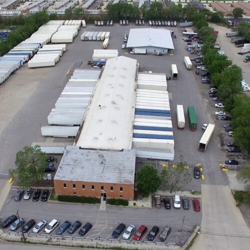 aerial photo of a truck terminal in sticky Illinois