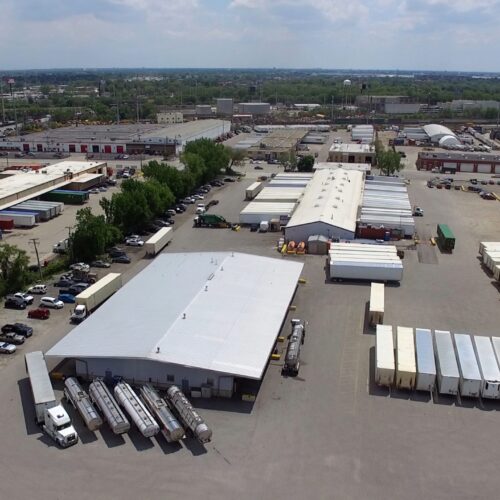 aerial photo of a truck terminal in sticky Illinois