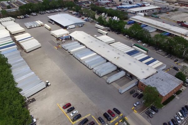 aerial photo of a truck terminal