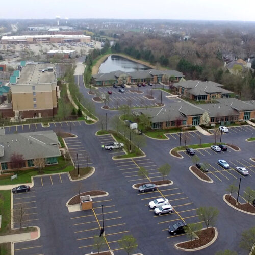 Aerial photo of medical campus in warrenville, Illinois